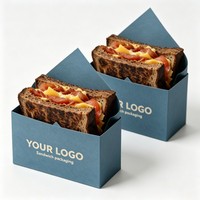 Boîte en carton épaisse personnalisable pour sandwichs, desserts, pains, hamburgers, bagels, sushis, emballage alimentaire, avec logo en relief