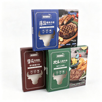 Boîte d'emballage pour steak en papier couché blanc avec logo personnalisé et fenêtre transparente en PVC, écologique, recyclable, faible MOQ, petites séries
