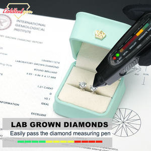 Boucles d'oreilles en or blanc 9 carats Goldleafgem avec diamants de laboratoire taille brillant DEF VS VVS, boucles d'oreilles clous en diamant cultivé plaqué or - Product Image 3