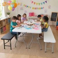 Table pliante d'extérieur portable, longue table d'apprentissage en plastique, table et chaise de restaurant