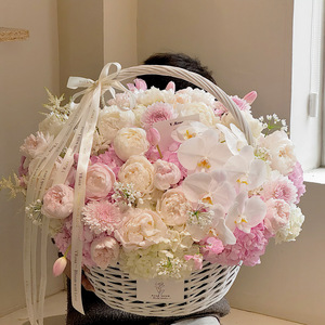 Panier en rotin tressé blanc avec poignée, idéal pour cadeaux, rangement de fleurs, fruits, pique-niques, organisation domestique – Plusieurs tailles disponibles - Product Image 3