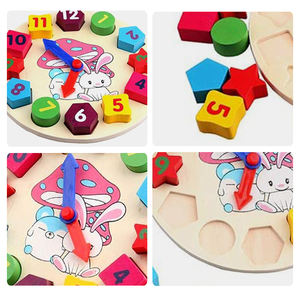 Montessori Giocattolo di Legno Educativo Forma Ordinamento Orologio Blocchi di Puzzle Di Insegnamento Tempo Numero di Blocchi Di Puzzle Sorter Puzzle - Product Image 3