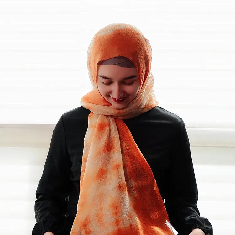 Nuovo Custom designer musulmano Bandhnu tinto lana hijab cashmere tessuto testa sciarpe jersey pashmina scialli da donna fazzoletto