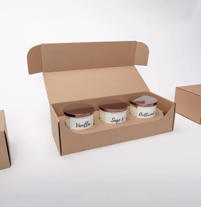 Emballage d'expédition de bougies écologiques avec logo personnalisé, boîte à bougies en papier kraft brun recyclé avec inserts - Product Image 1