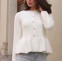 Großhandel Acryl Faux-Nerz-Samt Knopf-Cardigan Pullover Damen Herbst/Winter Dick Hochwertig Fischschwanz-Silhouette Elegant Neckholder