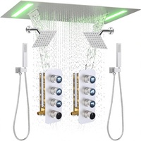 Ensemble de robinetterie de douche Homedec avec valve à icône lumineuse, fonctions 2-en-1, fixation au plafond, pommeau de douche LED rectangulaire de 14x20 pouces (6 pouces)