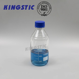 प्रयोगशाला प्रयोगशाला ग्लास चौड़े मुंह अभिकर्मक की बोतल नीले पेंच स्पष्ट कांच अभिकर्मक बोतल - Product Image 5