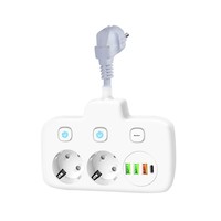 Multiprise ronde standard UE pour l'Espagne et l'Allemagne avec 2 prises CA, 3 USB, 1 Type-C, 110V 220V 250V, protection enfant