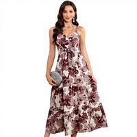 Robe longue décontractée pour femme à col en V, imprimé floral, en mousseline tissée respirante, longueur ras du sol, taille XL, taille naturelle