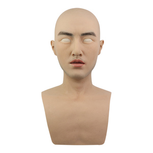 Silikon Europäischer Mann Künstliche Kopfmaske Kopfbedeckungloser Mann für Afrikanischen Mann Cosplay Jungen Party Kostüm Schauspieler Schauspielerin - Product Image 2