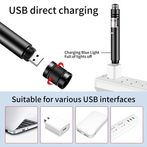 Bút chỉ laser công suất cao màu xanh lá cây đỏ, đèn báo laser tầm xa dùng cho đi bộ đường dài, sạc USB, đèn pin, bút laser - Product Image 3
