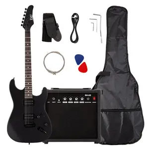 ZLG 6-saitiges Gitarren set mit Verstärker Schwarze Farbe Mattes Finish Hersteller Supply E-Gitarren set für Anfänger