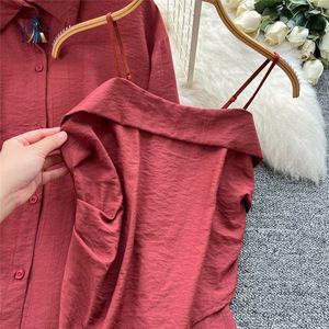 Completo Casual Comodo: Canotta Plissettata, <span class=keywords><strong>Blazer</strong></span> a Maniche Lunghe, Gonna a Vita Alta, Taglie S-2XL, Abbigliamento Donna Europeo - Product Image 3