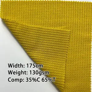 130G Lightweight Waffle 65/35 Polyester Cotton Blend T-shirt Vest Fabric Corn Grid Pineapple Grid Knitted Fabric