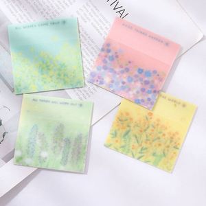 แผ่นโน้ตใส HengXin ลายดอกไม้มงคล พร้อมกระดาษโน้ตแบบมีกาวในตัว เงางาม ขนาด 3*3 - Product Image 2