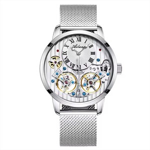 Montre mécanique automatique AILANG pour homme avec double tourbillon, cadran squelette en acier inoxydable, montre-bracelet décontractée et professionnelle - Product Image 4