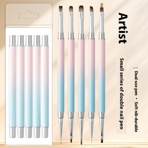 Nagelstift im Blush-Stil mit Metallgriff, Langlebiger Flachpinsel, Spezielles Phototherapie-Farbzeichnungswerkzeug-Set für Nagelstudios - Product Image 2