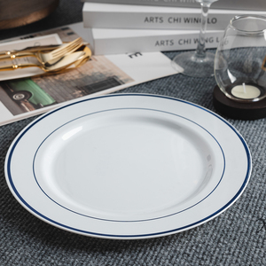 Wholesale Eco-Friendly Durable Gold/Silver Trim Plastic Plates Luxury Disposable <strong>Dinnerware</strong> for Weddings Galas Branding Events - Product Image 4