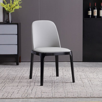 Chaise de restaurant commerciale en cuir rembourrée de style nordique moderne et luxueux, chaise en bois pour café L054