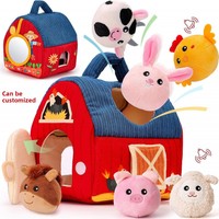 Jouets en peluche en boîte mystère, éducatifs pour bébés et tout-petits, sensoriels, figurines de ferme, mini-poupées, figurines de maisonnettes, 6 styles d'animaux, en peluche courte