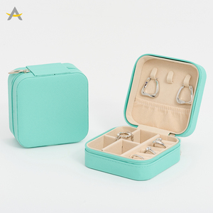 Auralux Bán Buôn Nhỏ Sang Trọng Dây Kéo PVC Da Xách Tay Vòng Cổ Bông Tai Vòng Lưu Trữ Đồ Trang Sức Du Lịch Hộp - Product Image 5