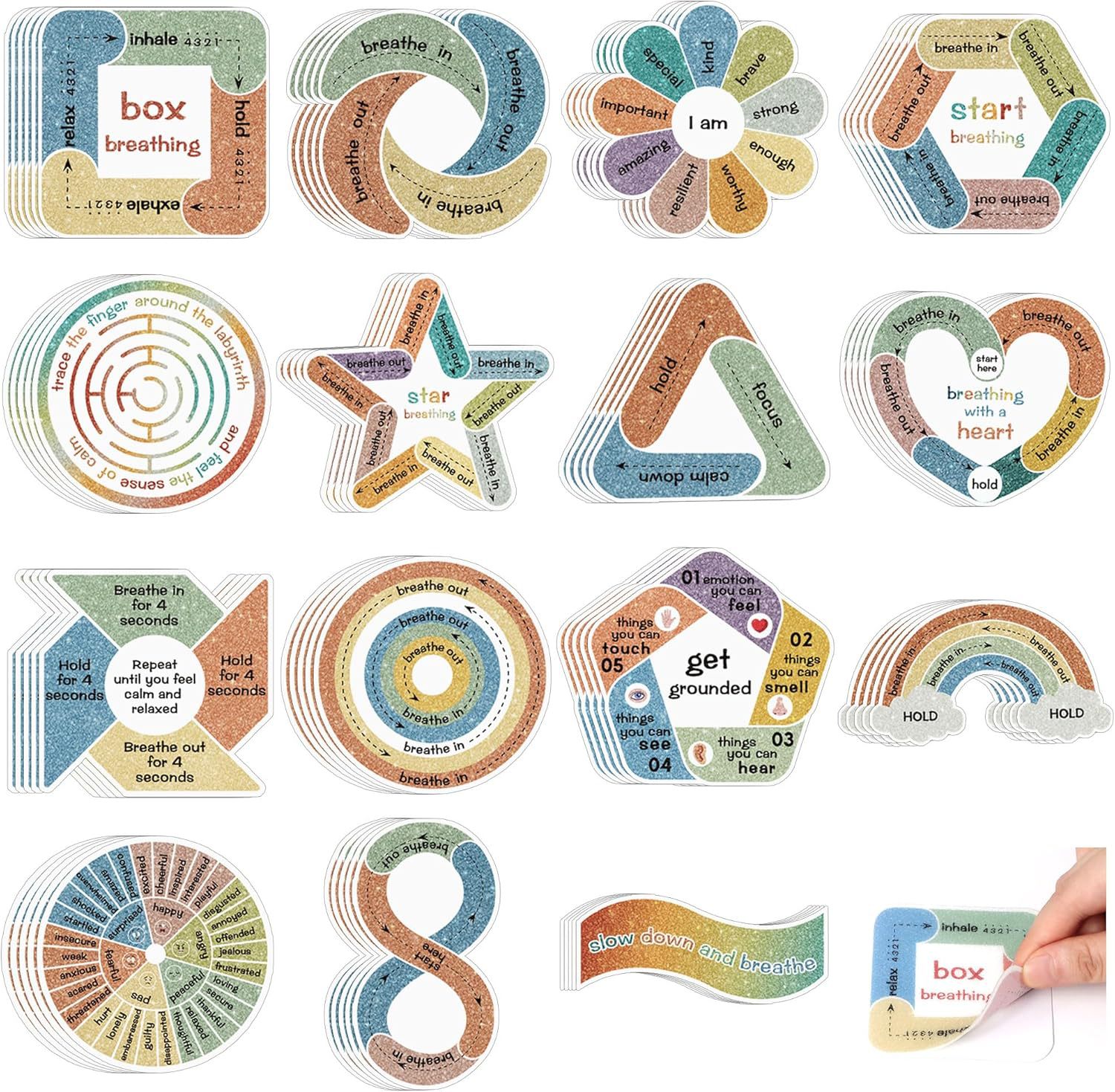 24 Tiras Sensoriales Rugosas Con Textura Prismática – Relajantes Y Adhesivas Para Aliviar Estrés