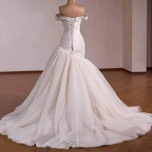 Rsm261040 Elegante Vestido de Novia Sirena con Escote Corazón, Espalda con Cordones, Fruncido y Flores 3D Jancemebr - Product Image 6