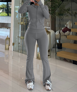 ชุดกีฬาสำหรับผู้หญิง, ชุดลำลอง2ชิ้นเสื้อแจ็กเก็ตมีฮู้ดแขนยาว + กางเกงสำหรับใส่เล่นฟิตเนสฤดูหนาวฤดูใบไม้ร่วง2025 - Product Image 5