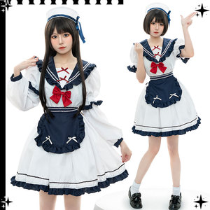Robe de marin de style japonais, taille élastique, coupe trapèze, tenue de demoiselle d'honneur mignonne Lolita, pour usage quotidien - Product Image 5