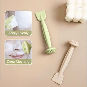 Food Grade Silicone Dual-Ended Mask <b>Brush</b> Face Scrubber 2-in-1 Clay Mask Applicator Spatula Edge Durable Facial Cleansing - Product Image 4