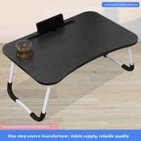 Massief houten kaartsleuf bekerhouder laptoptafel met boekenplank computer opklaptafel studentenflat thuiskantoor luie bureautafel