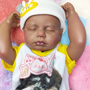 18 Zoll 45cm schlafende Prinzessin lebensechte handwurzel ige Haartuch Körper Silikon wieder geborene Baby puppe mit Overall - Product Image 5