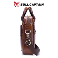 Maletín de Negocios Vintage BULLCAPTAIN, Maletín para Portátil de Cuero Vacuno Genuino para Hombre, Maletín de Estilo Retro