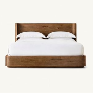 Meubles de chambre à coucher de luxe de style américain et européen, lit king size, cadre de lit en bois massif, plateforme de lit pour la maison - Product Image 1