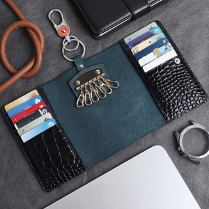 Genuine Leather Key Case Keychain Key <b>Wallet</b> Cowhide Key <b>Holder</b> <b>Wallet</b> Pouch Car Interior Accessories Id Card <b>Holder</b> - Product Image 5