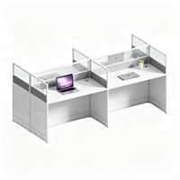Poste de travail modulaire 4 places en aluminium moderne avec dessus en bois, design écologique et tiroirs de rangement pour centre d'appels