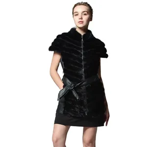 MWFur Hiver Rue Mode <span class=keywords><strong>Femme</strong></span> Manteau De Fourrure Sans Manches Pour Les Femmes En Hiver Femmes <span class=keywords><strong>Gilet</strong></span> De Fourrure De Vison <span class=keywords><strong>Gilet</strong></span> <span class=keywords><strong>Avec</strong></span> <span class=keywords><strong>Ceinture</strong></span> D'hiver - Product Image 2