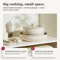 Vente en gros usine – Nouveaux ensembles d'ustensiles de cuisson en céramique antiadhésifs détachables, plusieurs couleurs, compatibles induction, empilables pour gagner de la place