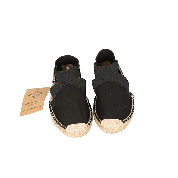 Cheap wholesale noires espadrille soles ladies shoes open toe flat