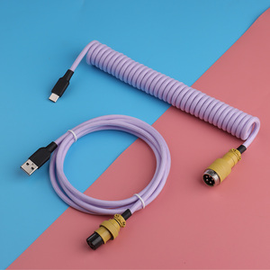 Cable de teclado mecánico en espiral tipo C USB C gx16 Cable de aviador para teclado de juegos de doble manga - Product Image 1