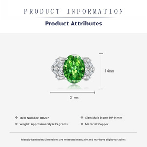 Joyería Más Vendida 2026, Juego de Joyería de Cobre con Circonita Cúbica de Corte Ovalado de 10*14mm, Juego de Collar con Piedra Verde de Alto Contenido de Carbono para Mujer - Product Image 3