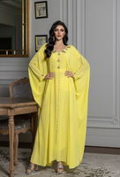 Robe Abaya élégante pour femmes, ornée de strass et en tissu polyester, pour l'automne