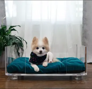 Large luxury clear acrylic pet bed lucite perspex kennel sofa