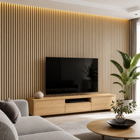 Panneaux acoustiques en lattes de bois Akupanel, panneaux insonorisants avec support en feutre pour la décoration murale des halls d'hôtel, couloirs et réceptions