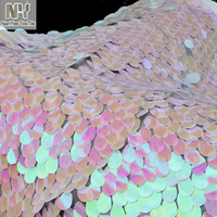 Tissu en maille tricotée brodée Nanyee, perles ovales en forme de larme de 40 mm, paillettes roses pour mariage, filles et garçons