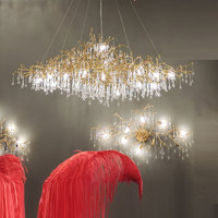 Lustre en verre de luxe fait main tout en cuivre VH, art moderne, design unique, forme ovale, pour salle à manger, installation suspendue