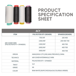 Hilo de Poliéster Spandex de Alta Elasticidad ACY 20/75/36 con Hilo Spandex Recubierto de 20D para Tejido de Calcetines - Product Image 3