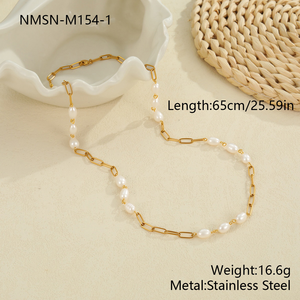 สร้อยคอมุกขายดี - สไตล์ทันสมัยและโดดเด่น สร้อยคอทอง 18K และสแตนเลสสตีล - Product Image 4