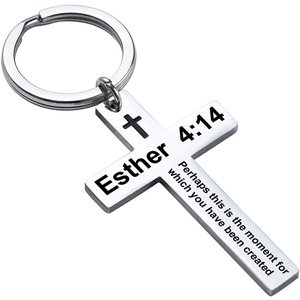 Jésus croix en acier inoxydable verset métal porte-clés prière chrétienne baptême cadeaux religieux porte-clés Mini Bible porte-clés - Product Image 4