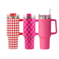 Mug de voyage avec logo personnalisé 40oz sublimation anse isolée gobelet en acier inoxydable avec paille et couvercle